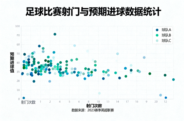 足球比赛数据统计图表，展示射门与预期进球指标，用于数据分析文章配图